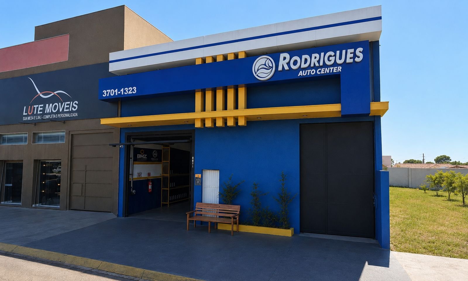 Fachada do Rodrigues Auto Center na Avenida São Vicente, em Franca